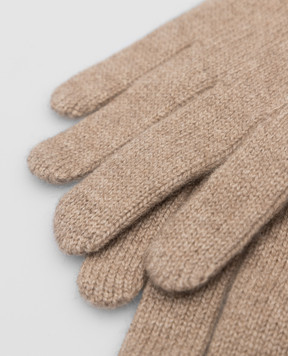 Brunello Cucinelli Бежевые перчатки из кашемира с окантовкой M2293118