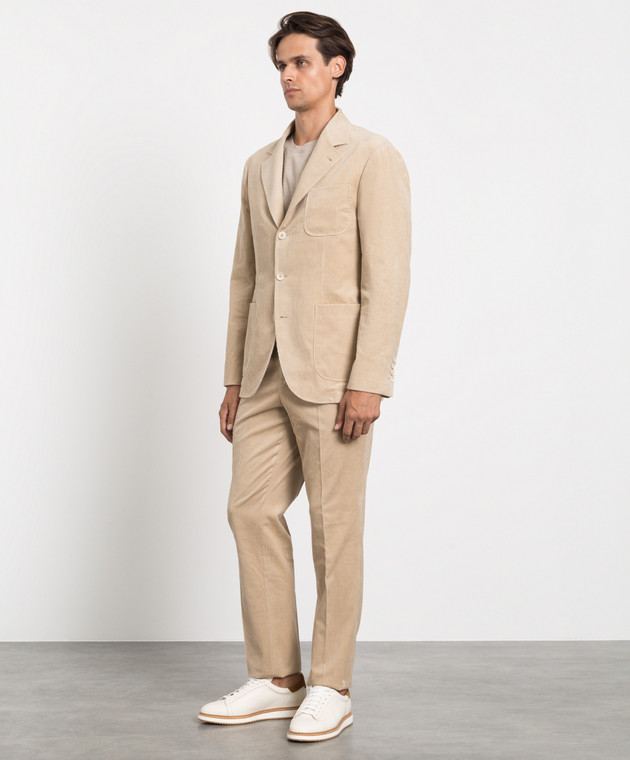 Brunello Cucinelli Бежевый костюм в рубчик MQ437LBNH изображение 3