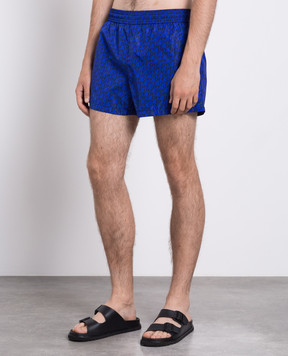 Off-White Синие шорты для плавания в принт логотипа OMFD011F23FAB002