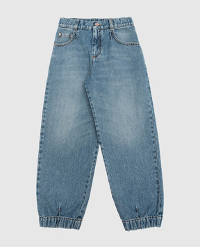 Brunello Cucinelli Дитячі блакитні джинси з ланцюжком моніль BH188P453A