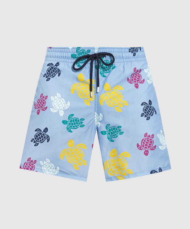 Vilebrequin Blue swim shorts with Ronde des Tortues print MOOU3B36