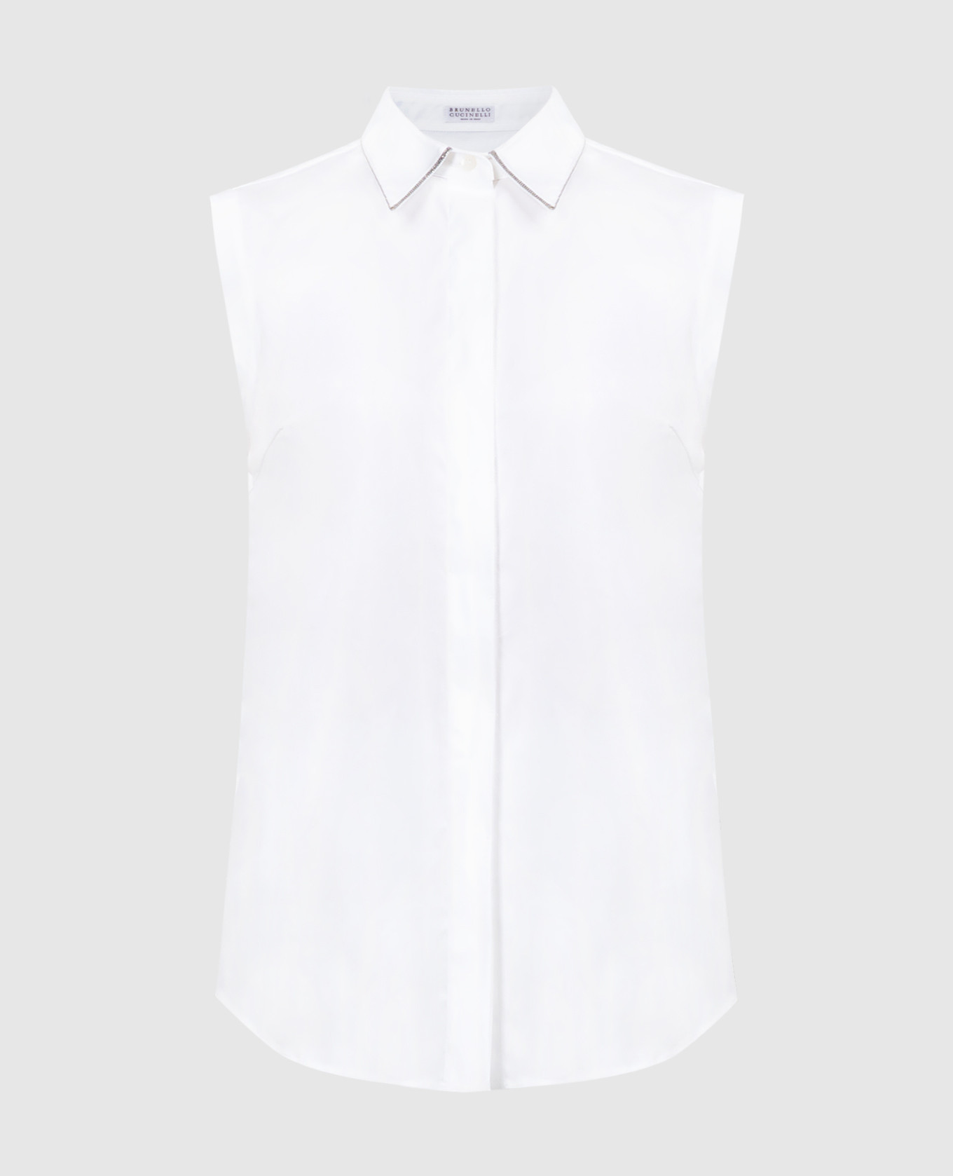 Белая блуза с цепочкой мониль из эколонуни