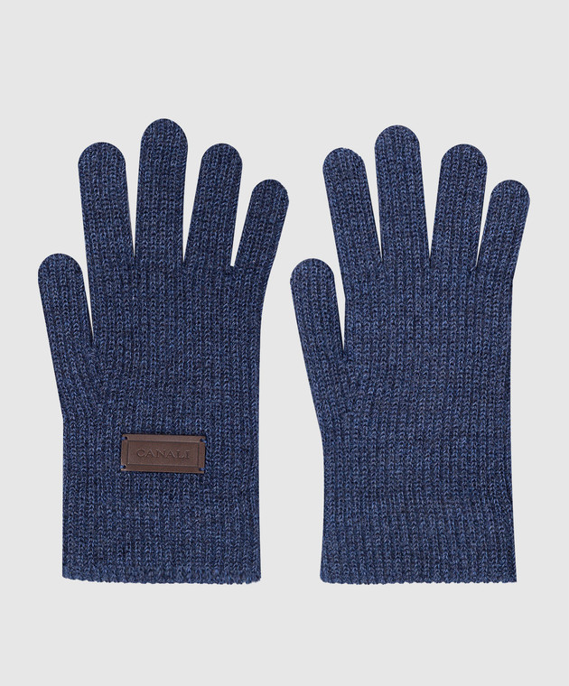 Canali Blue gloves with logo patch MK00461G0030 image 3