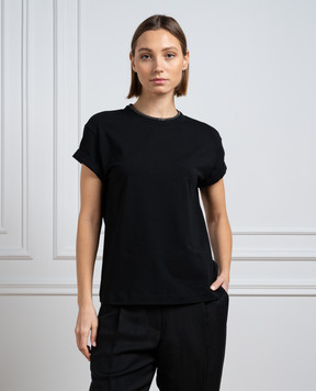 Brunello Cucinelli Чорна футболка з ланцюжком моніль M0T18BD200