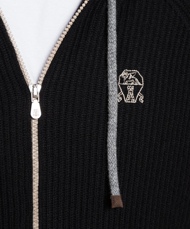 Brunello Cucinelli Чорна спортивна кофта з кашеміра M22704806G зображення 5