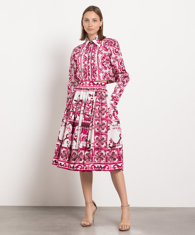Dolce&Gabbana Pink skirt in Majolica print F4CEHTHH5A6 image 2