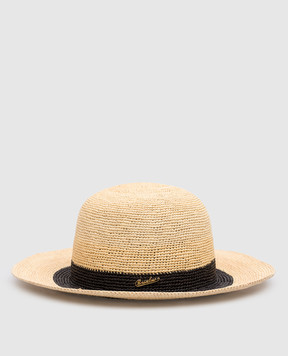 Borsalino Бежевая соломенная шляпа с логотипом 233047