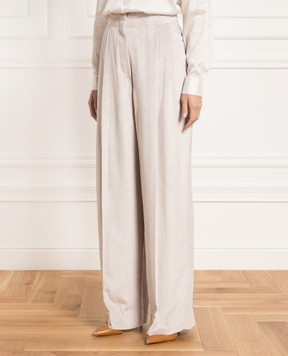Brunello Cucinelli Серые брюки палаццо MD514P8018