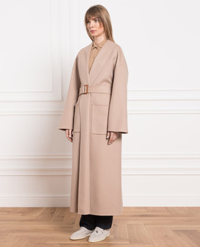 Loro Piana Бежевое пальто из кашемира FAM8170