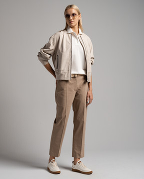 Brunello Cucinelli Біле поло з ланцюжком моніль M0T63EM415