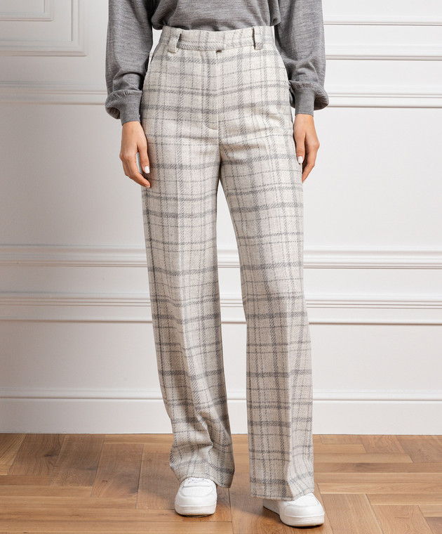 Ballantyne White wool and cashmere trousers with a high-waisted check BLT154QWC09 image 3