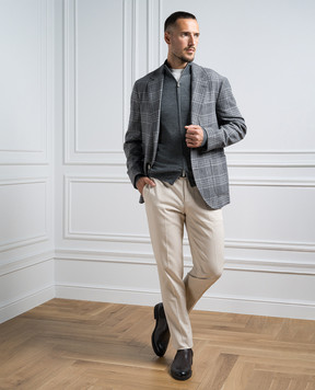 Brunello Cucinelli Сірий кардиган з вовни і кашеміру M2400106