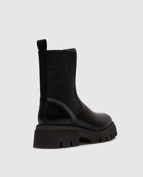 Brunello Cucinelli Черные кожаные челси с цепочкой мониль MZIDG2535