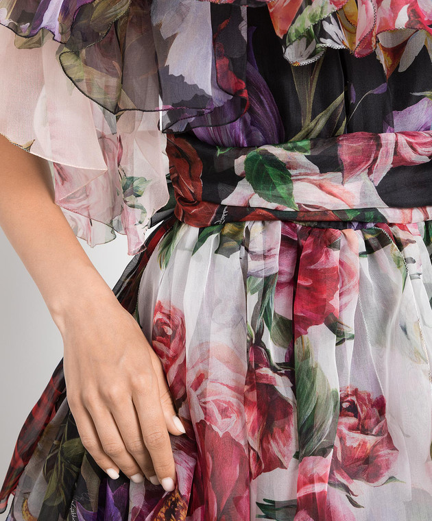 Dolce&Gabbana Floral printed silk maxi dress with frills F6D2ZTGDN77 image 5