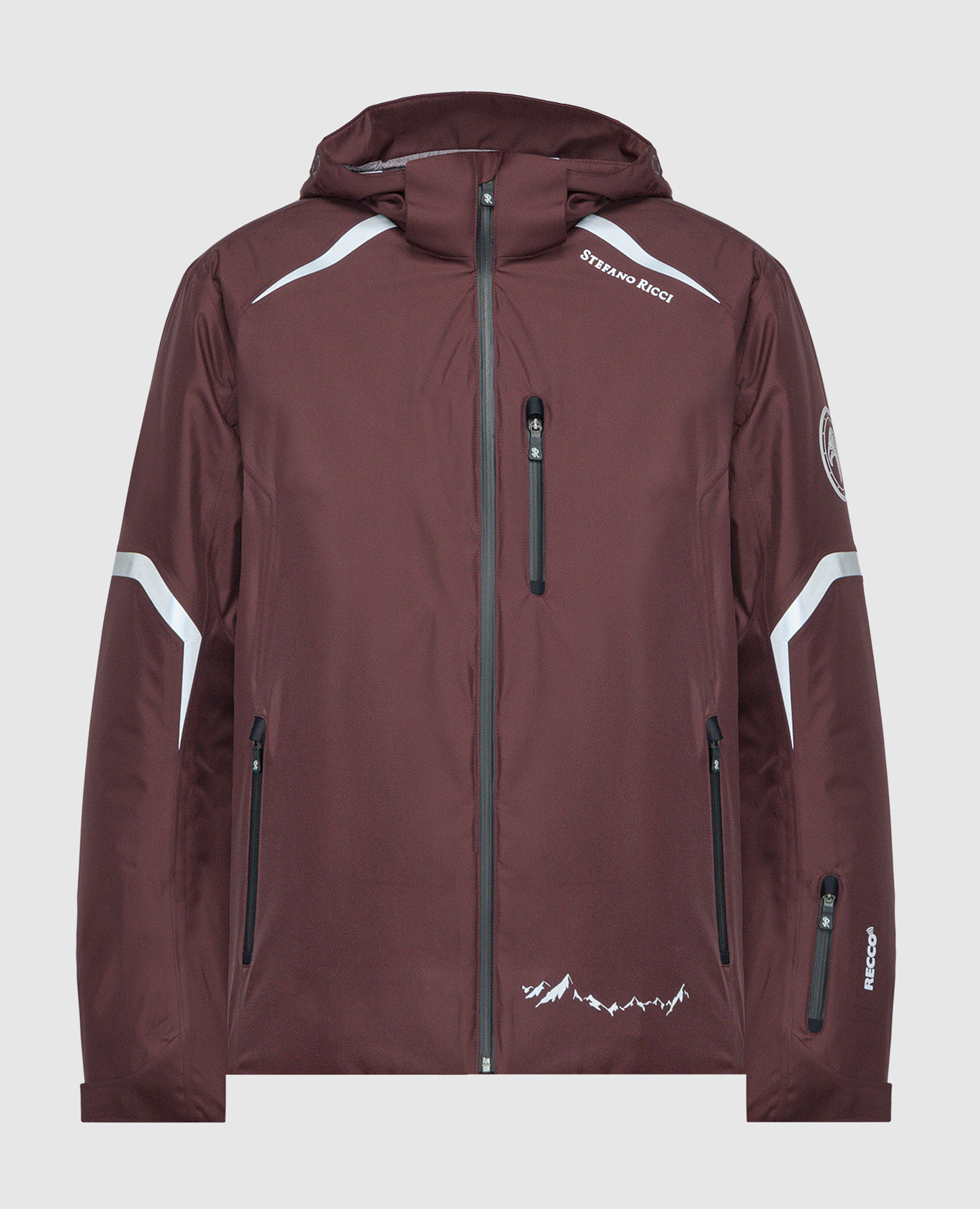 Burgundy ski jacket with logo print