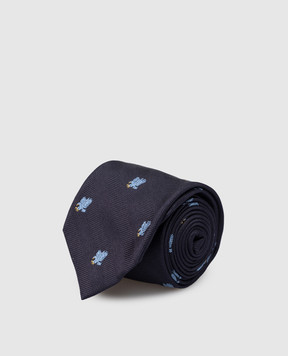 Stefano Ricci Детский синий галстук из шелка в узор. YCH30101