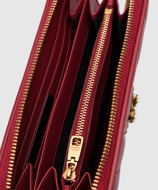 Dolce&Gabbana Шкіряний червоний гаманець Devotion з перлинами інкрустацією: BI0473AV967 зображення 3