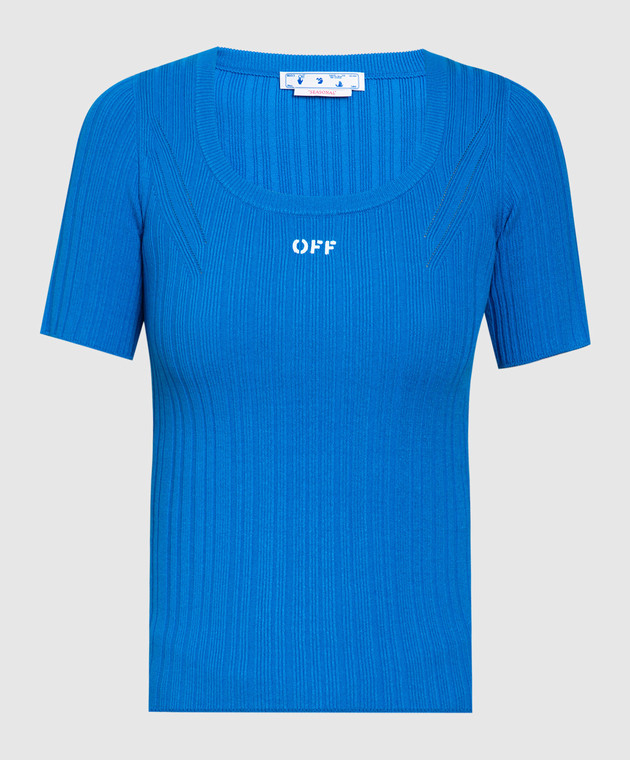 Off-White Блакитна футболка з логотипом OWHE071S22KNI001