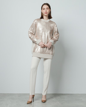 Max Mara Бежева сукня-светр Piovra з вовни з паєтками PIOVRA