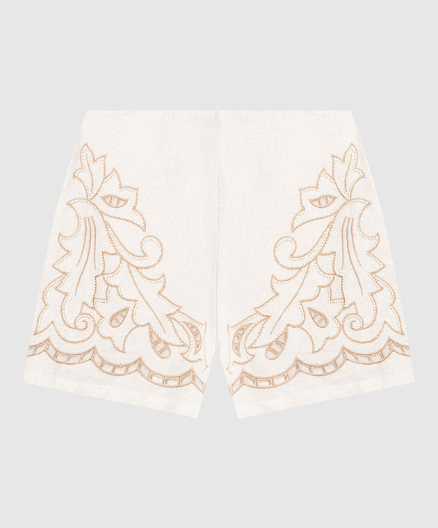 Twinset Beige shorts with lurex and embroidery 231TT2382