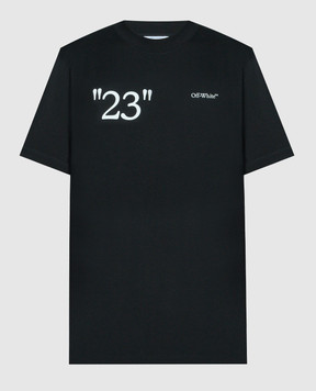Off-White Чорна футболка з принтом логотипа 23 OMAA027G23JER004