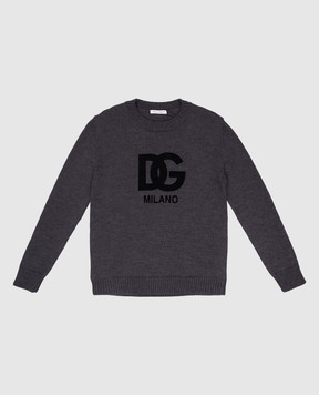 Dolce&Gabbana Детский серый свитер из шерсти с логотипом DG L4KWF2JCVQ76