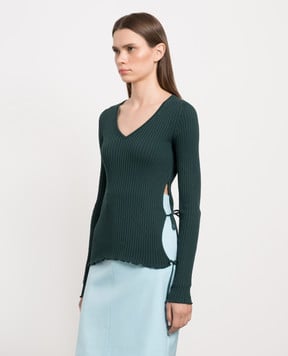 Bottega Veneta Зеленый пуловер в рубчик 707802V26U0