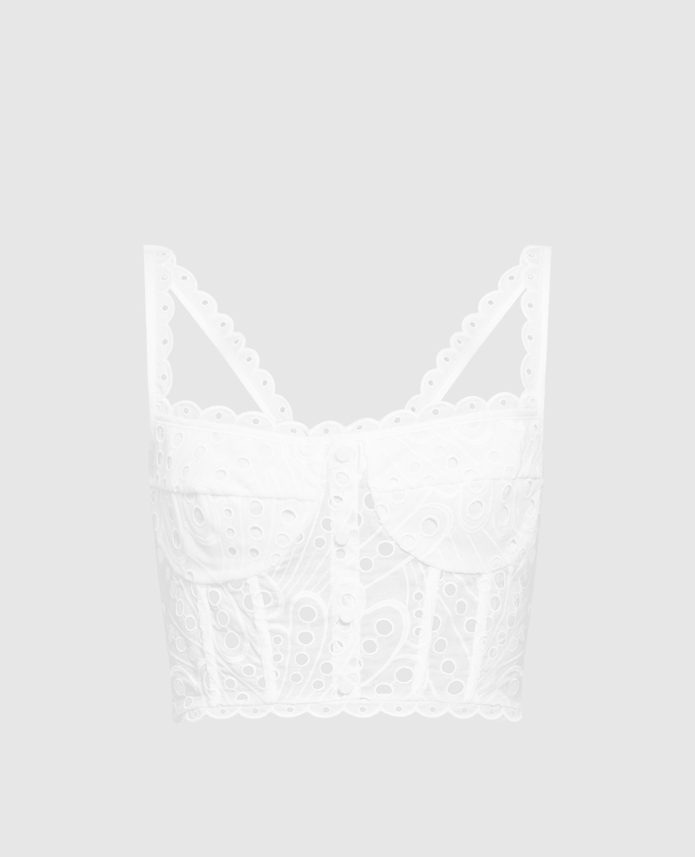 Tessa white bustier top with broderie anglaise embroidery