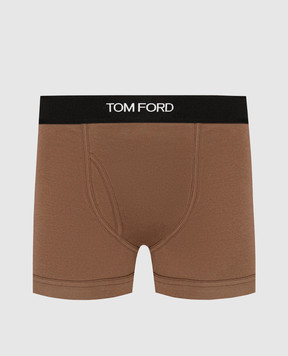 Tom Ford Коричневые трусы-боксеры с узором логотипа T4LC31040