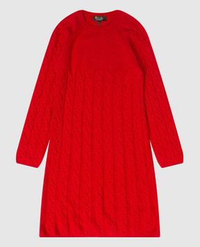 Loro Piana Детское красное платье из кашемира в фактурный узор F1FAI7123