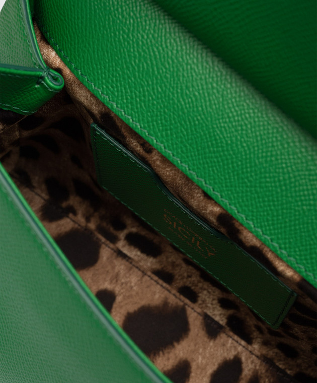 Dolce&Gabbana Зелена шкіряна сумка-сетчел Sicily з логотипом BB6003A1001 зображення 4