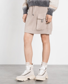 Brunello Cucinelli Бжевая юбка в рубчик с эколатунью M19174289P