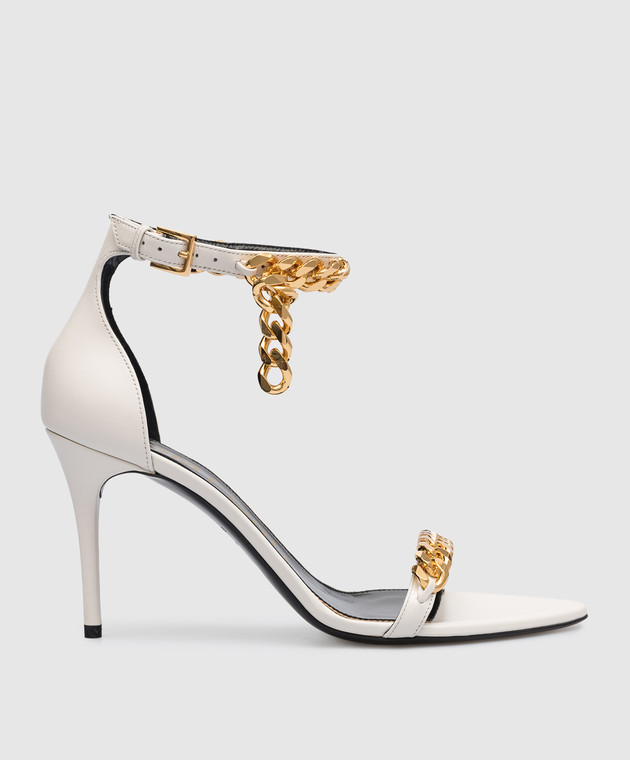 Tom Ford White leather sandals with a chain W3080TLCL002