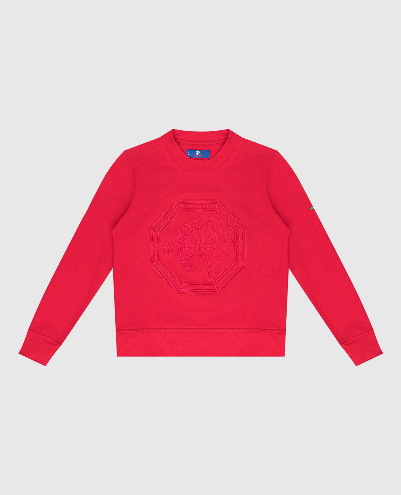 

Детский красный свитшот с вышивкой в виде головы тигра, Худи и свитшоты