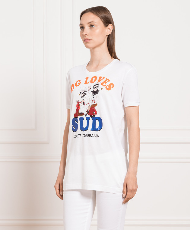 Dolce&Gabbana White t-shirt with branded print F8K74ZHH7NL image 3