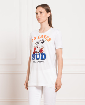 Dolce&Gabbana Біла футболка з брендованим принтом F8K74ZHH7NL