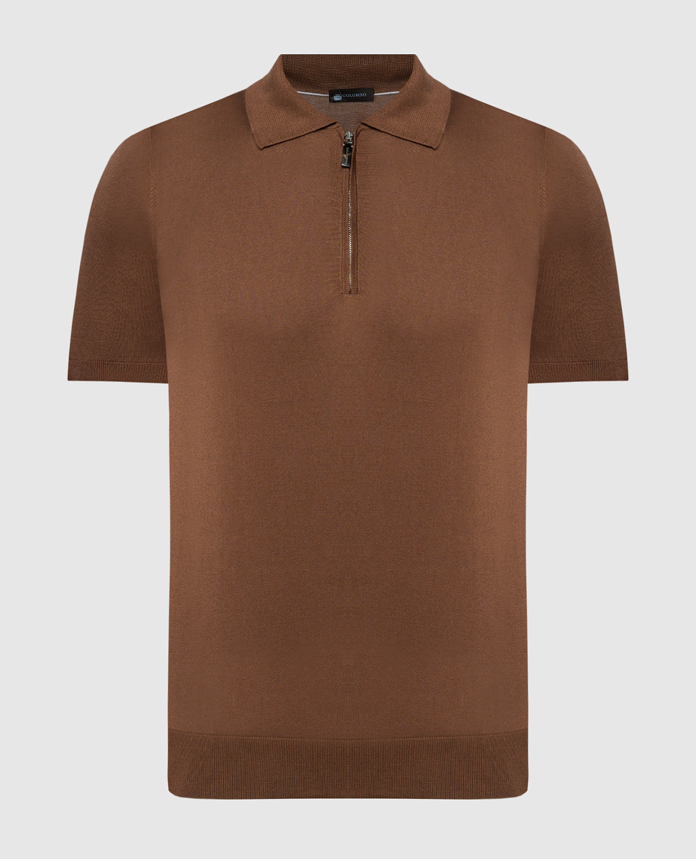 Brown silk polo shirt