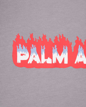Palm Angels Детский серый свитшот с принтом логотипа Flames PBBA001S24FLE004412