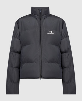 Balenciaga Серая стеганная куртка с логотипом 769407TYD36