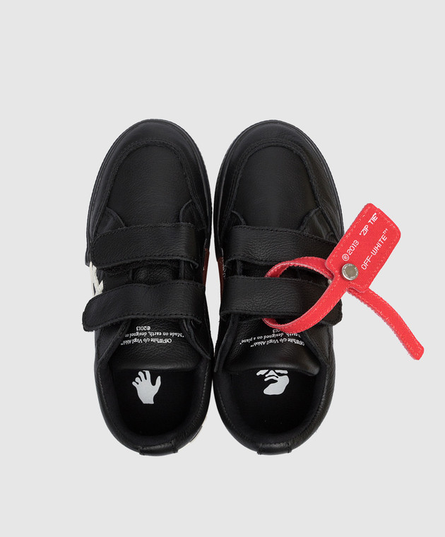 Off-White Черные кожаные сникеры Vulcanized с фактурным логотипом OBIA005C99LEA001 изображение 4