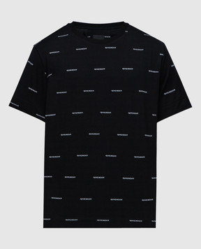 Givenchy Чорна футболка з візерунком логотипа BM716R3YE4