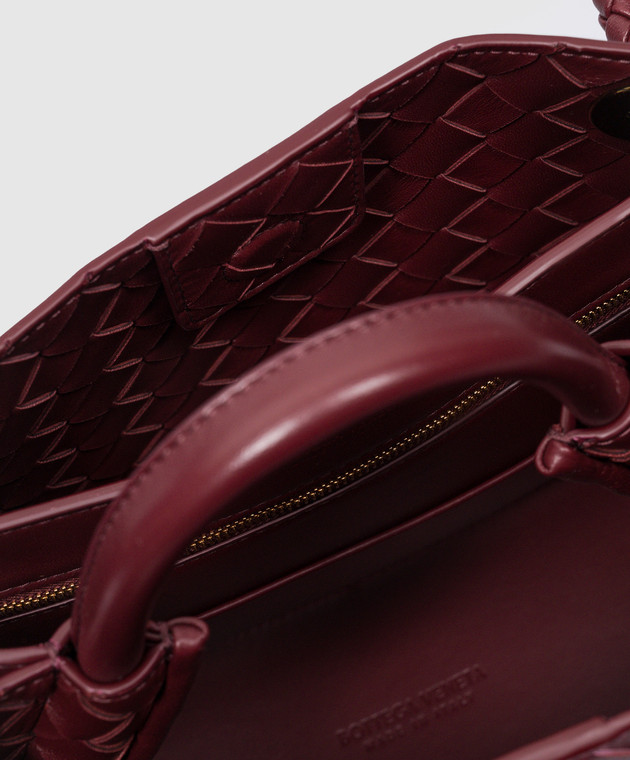 Bottega Veneta Бордовый кожаный тоут Andiamo с плетением 766014VCPP1 изображение 3