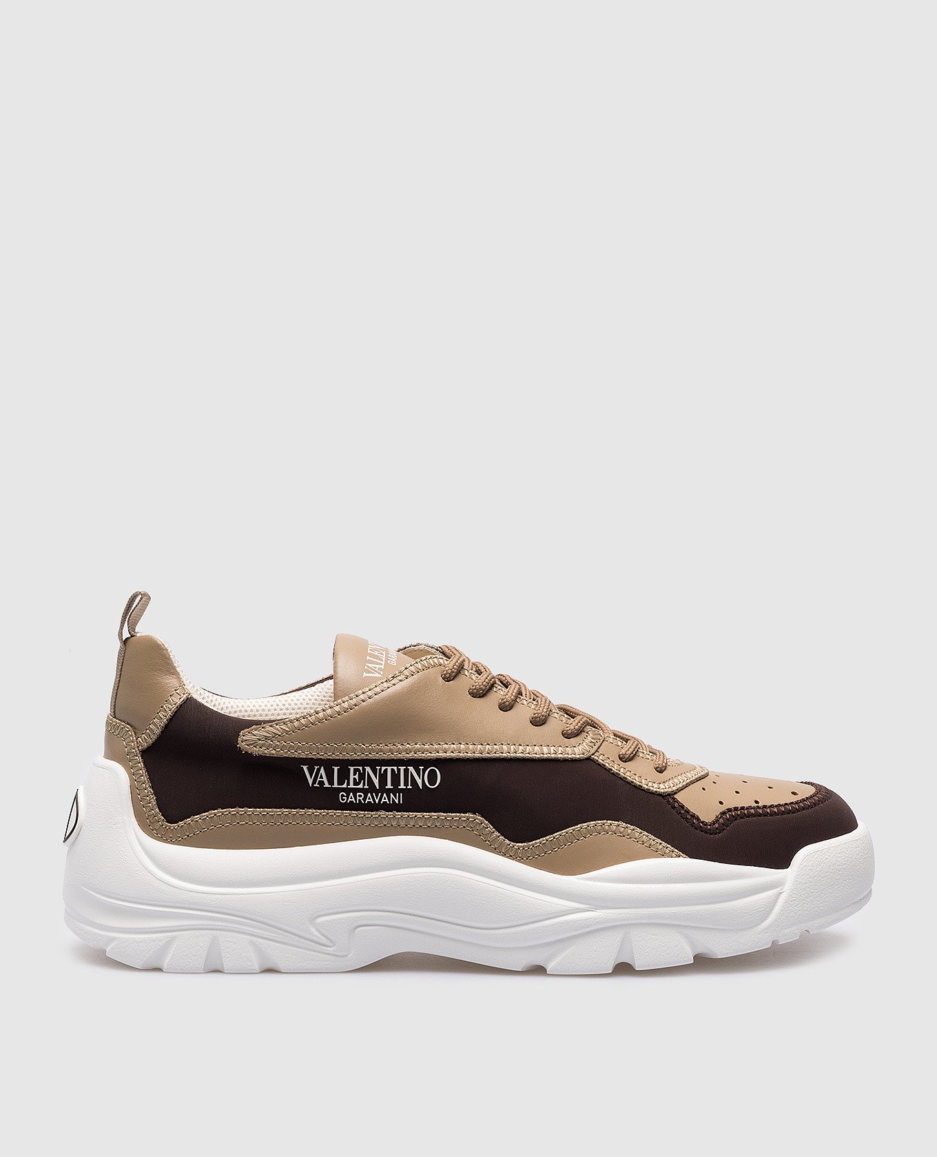 Brown combination sneakers with logo