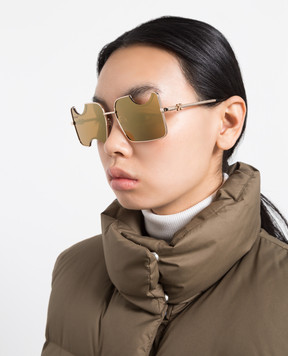 Off-White Золотые солнцезащитные очки с фактурным логотипом Salvador OERI046F22MET001