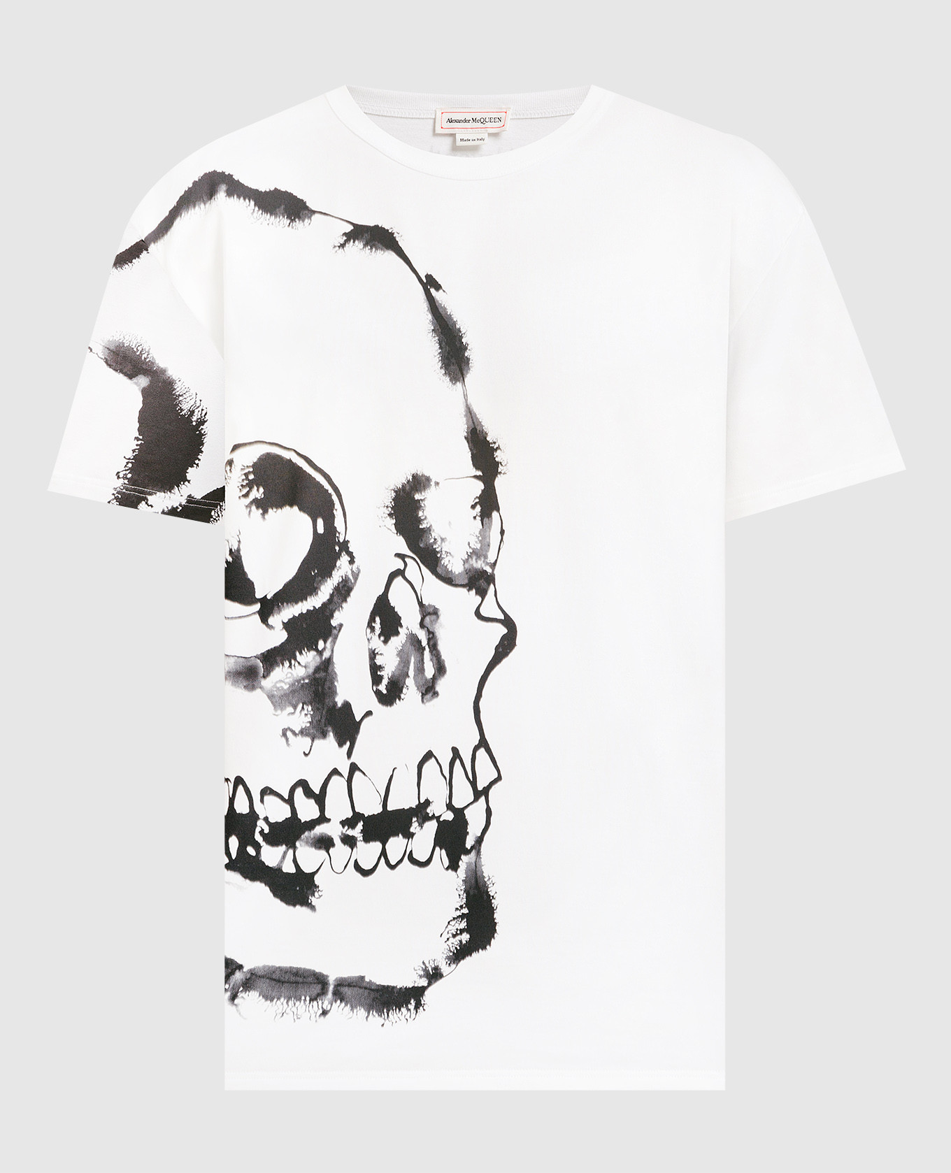 Белая футболка с контрастным принтом Watercolor Skull
