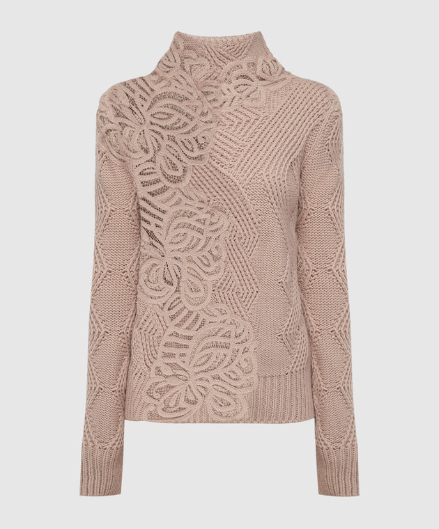 Ermanno Scervino Brown sweater in a textured pattern D435M745APHSK