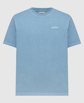 AUTRY Голубая футболка с фактурным логотипом A24ETSPM579A