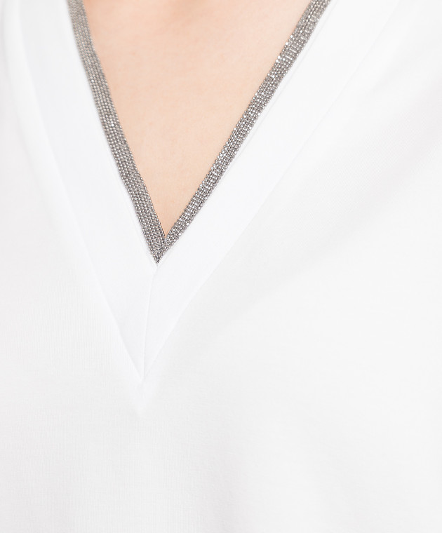 Brunello Cucinelli Біла футболка з ланцюжком моніль M0T18BD222 зображення 5