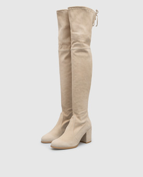 Stuart Weitzman Бежевые замшевые ботфорты Tieland S3355