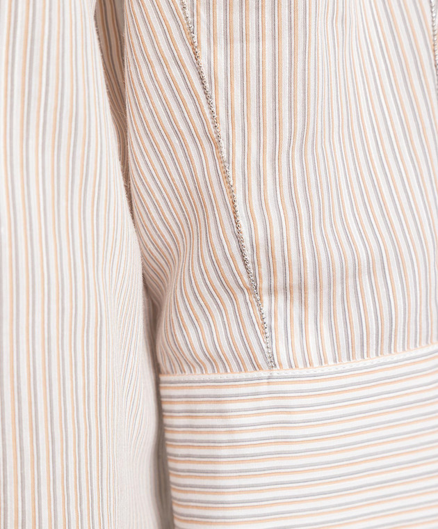 Peserico Beige striped shirt with monil chain S0617200661 image 5